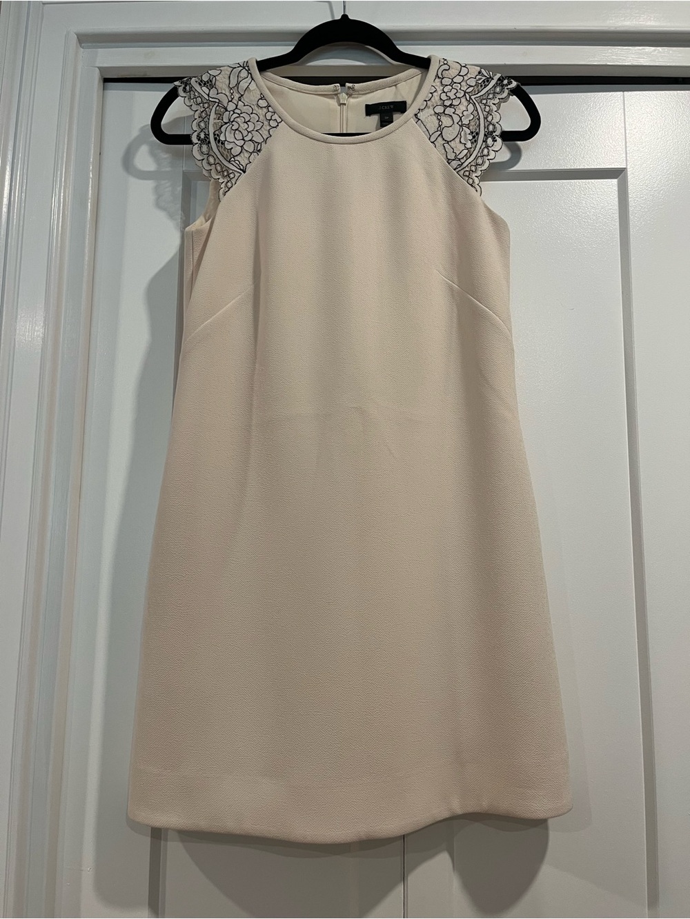 J. Crew Cream Lace-Shoulder Shift Dress